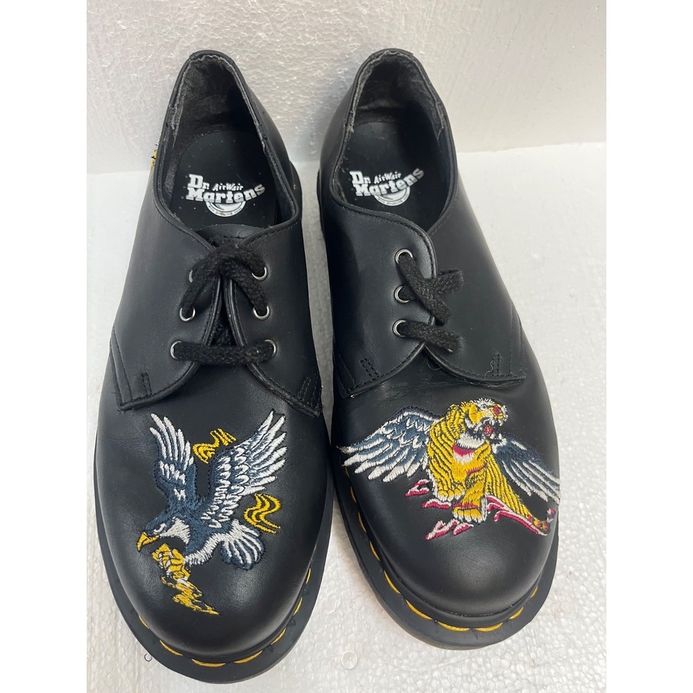 Dr. Martens 1461 Souvenir Black Leather Embroider Tiger & Eagle Men's Size 7M - Picture 2 of 7